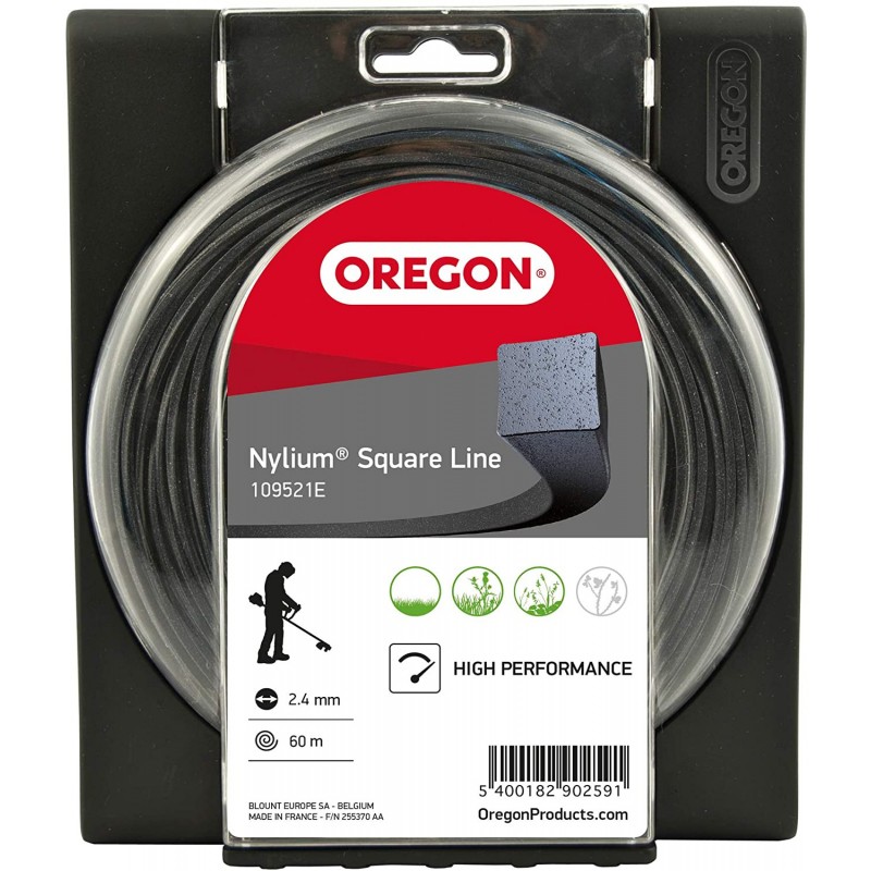 OREGON FIL EN NYLON DE DEBROUSSAILLAGE CARRE 2,4MMX60M, 109521E