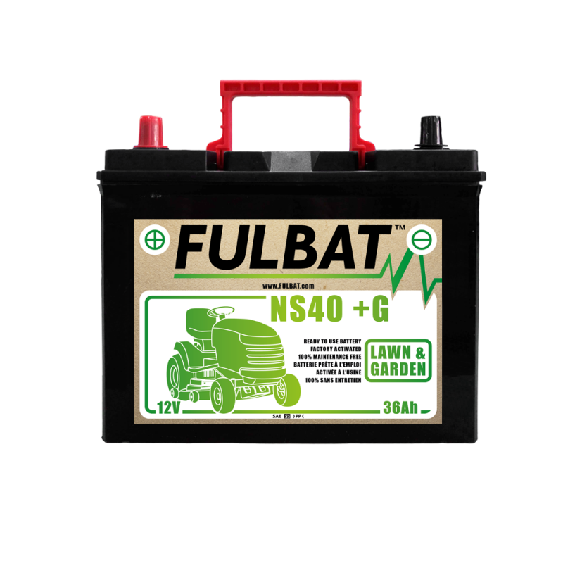 FULBAT BATTERIE NS40 (+G) Ca/Ca 12V 36 Ah 195-126-221 + / - NS40G ISEKI BORNES JAPONAISES AVEC ADAPTEURS FOURNIS