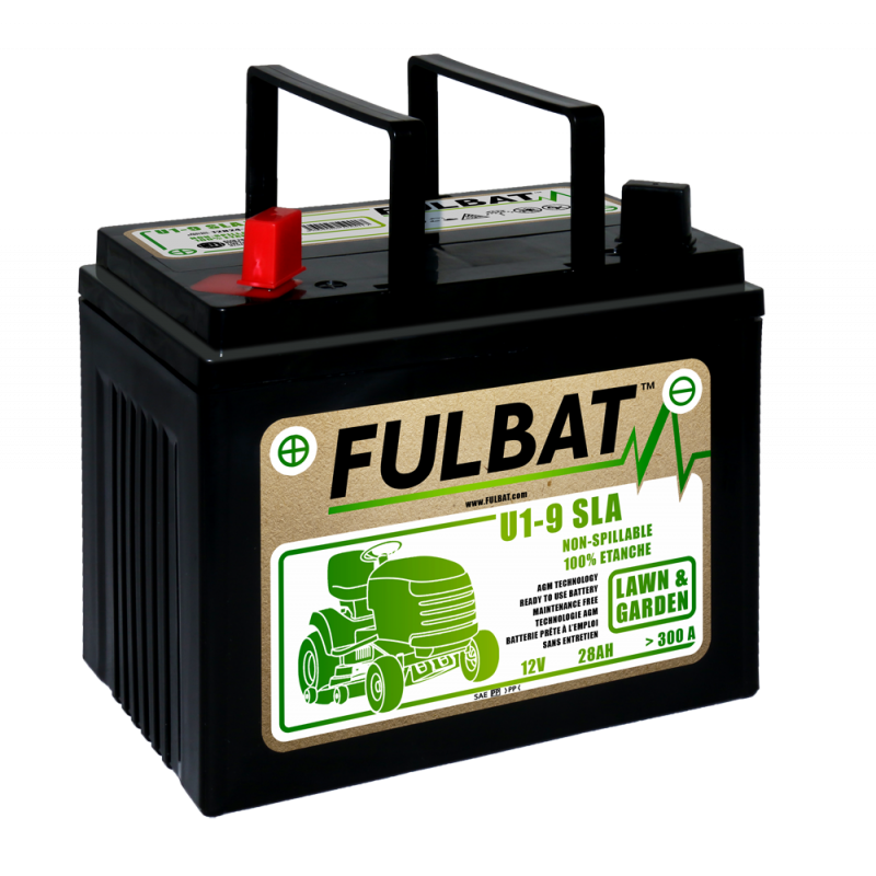 Batterie tracteur tondeuse SANS ACIDE U19, 12 V, 24Ah, borne + à gauche