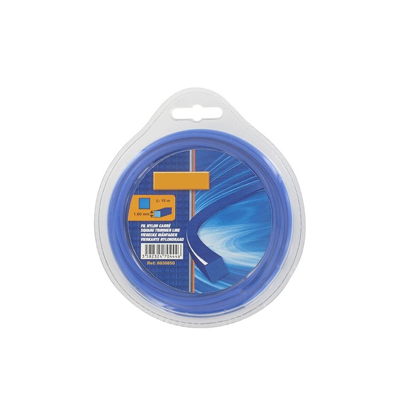 Fil nylon carré Ø 1,6 mm pour coupe-bordures et débroussailleuse (blister) Fil nylon carré Ø 1,6 mm pour coupe-bordures et débroussailleuse (blister)