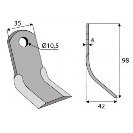 Couteau Y broyeur, Zappator, Muthing 3435, Rapid, Gianni Ferrari CM103, CM110, CM135, 95181100003