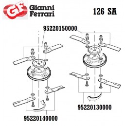 Paire de lame plate supérieure, 95220150000, 4000, tondeuse Gianni Ferrari, 126SA, PG, SR, 200D, 210D, 220, 250, 270D, 300DW