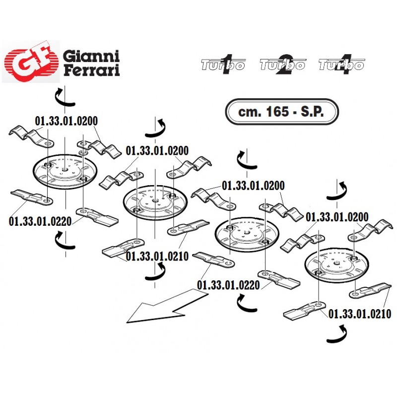 Couteau droit inférieur tondeuse Gianni Ferrari, 165SP, 01.33.01.0210, 0133010210 Couteau droit inférieur tondeuse Gianni Ferrari, 165SP, 01.33.01.0210, 0133010210