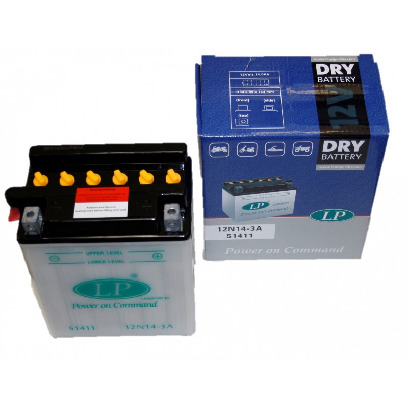 Batterie tracteur tondeuse sans acide 12N14-3A, 12 V, 14 Ah, borne + à droite